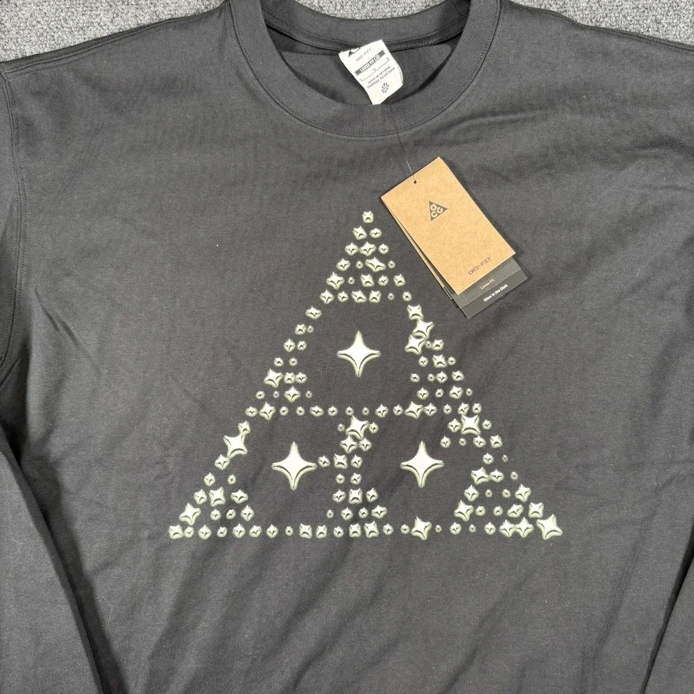 Nike ACG Stars‎ Graphic Loose Fit Long Sleeve Shirt Mens Size Medium M Black NWT_5